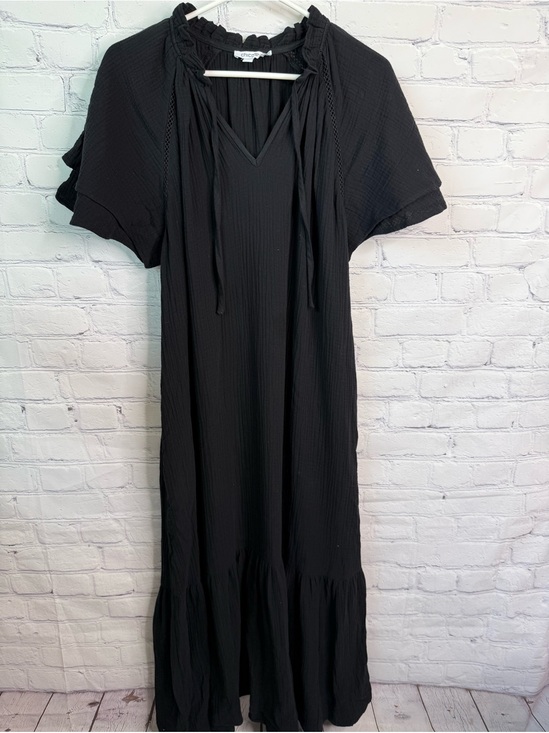 Chico's Dresses & Skirts - CHICO’S Flutter Sleeve Gauze Black Midi Dress 18